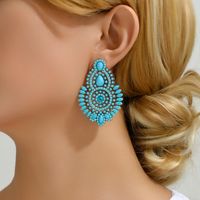 1 Pair Elegant Retro Geometric Beaded Plating Zinc Alloy Drop Earrings main image 9