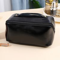 Women's All Seasons Pu Leather Solid Color Basic Square Zipper Cosmetic Bag Wash Bag sku image 8