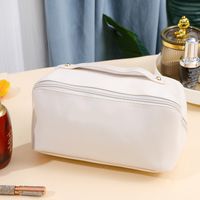 Women's All Seasons Pu Leather Solid Color Basic Square Zipper Cosmetic Bag Wash Bag sku image 5