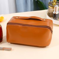 Women's All Seasons Pu Leather Solid Color Basic Square Zipper Cosmetic Bag Wash Bag sku image 7