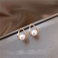 1 Pair Lady Geometric Plating Inlay Alloy Artificial Pearls Ear Studs main image 1