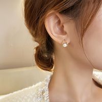 1 Paire Dame Géométrique Placage Incruster Alliage Perles Artificielles Boucles D'oreilles main image 3