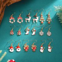 Cartoon Style Snowman Elk Alloy Plating 14k Gold Plated Christmas Women's Earrings Necklace main image 5