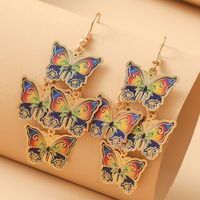 1 Pair Ethnic Style Butterfly Printing Metal Drop Earrings main image 5