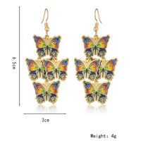 1 Pair Ethnic Style Butterfly Printing Metal Drop Earrings main image 3