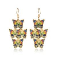 1 Pair Ethnic Style Butterfly Printing Metal Drop Earrings main image 2