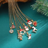 Cartoon Style Snowman Elk Alloy Plating 14k Gold Plated Christmas Women's Earrings Necklace main image 6