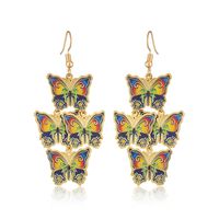 1 Pair Ethnic Style Butterfly Printing Metal Drop Earrings sku image 1