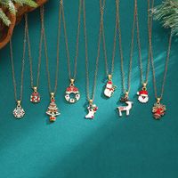 Cartoon Style Snowman Elk Alloy Plating 14k Gold Plated Christmas Women's Earrings Necklace main image 4