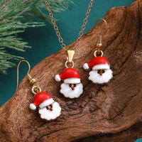 Cartoon Style Snowman Elk Alloy Plating 14k Gold Plated Christmas Women's Earrings Necklace main image 3