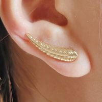 Wholesale Jewelry Simple Style Leaf Alloy Gold Plated Plating Ear Studs main image 1