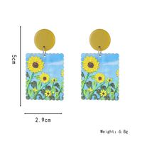 1 Pair Sweet Pastoral Sunflower Printing Arylic Drop Earrings main image 3