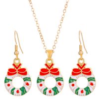 Cartoon Style Snowman Elk Alloy Plating 14k Gold Plated Christmas Women's Earrings Necklace sku image 2
