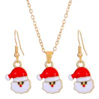 Cartoon Style Snowman Elk Alloy Plating 14k Gold Plated Christmas Women's Earrings Necklace sku image 4