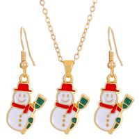 Cartoon Style Snowman Elk Alloy Plating 14k Gold Plated Christmas Women's Earrings Necklace sku image 6