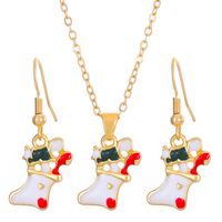 Cartoon Style Snowman Elk Alloy Plating 14k Gold Plated Christmas Women's Earrings Necklace sku image 8