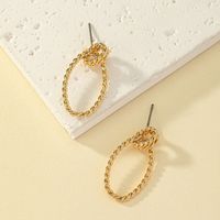 Wholesale Jewelry Simple Style Oval Alloy Gold Plated Silver Plated Plating Ear Studs main image 4