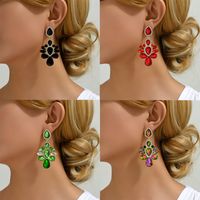 1 Pair Retro Round Inlay Zinc Alloy Glass Drop Earrings main image 2