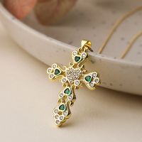 Simple Style Commute Cross Copper Plating Inlay Zircon 18k Gold Plated Pendant Necklace main image 4