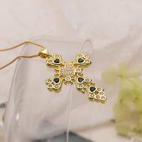 Simple Style Commute Cross Copper Plating Inlay Zircon 18k Gold Plated Pendant Necklace main image 2