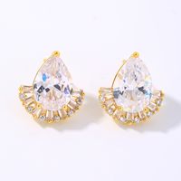 1 Pair Simple Style Shiny Water Droplets Plating Inlay Copper Zircon White Gold Plated Gold Plated Ear Studs main image 7