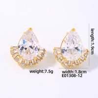 1 Pair Simple Style Shiny Water Droplets Plating Inlay Copper Zircon White Gold Plated Gold Plated Ear Studs sku image 2