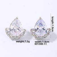 1 Pair Simple Style Shiny Water Droplets Plating Inlay Copper Zircon White Gold Plated Gold Plated Ear Studs sku image 1