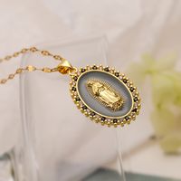 Simple Style Commute Oval Copper 18k Gold Plated Zircon Pendant Necklace In Bulk sku image 1