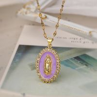Simple Style Commute Oval Copper 18k Gold Plated Zircon Pendant Necklace In Bulk sku image 2