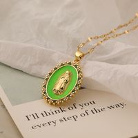 Simple Style Commute Oval Copper 18k Gold Plated Zircon Pendant Necklace In Bulk sku image 3