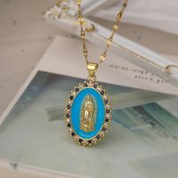 Simple Style Commute Oval Copper 18k Gold Plated Zircon Pendant Necklace In Bulk main image 2
