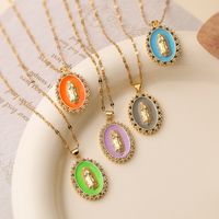 Simple Style Commute Oval Copper 18k Gold Plated Zircon Pendant Necklace In Bulk main image 1