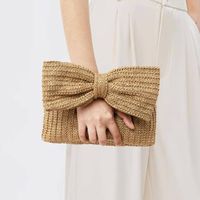 Women's All Seasons Straw Solid Color Classic Style Square Zipper Clutch Bag sku image 1