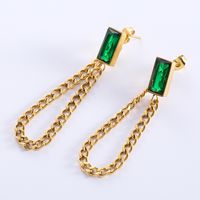 1 Pair Streetwear Solid Color Plating Inlay Stainless Steel Zircon 18k Gold Plated Drop Earrings main image 2