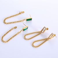 1 Pair Streetwear Solid Color Plating Inlay Stainless Steel Zircon 18k Gold Plated Drop Earrings main image 4