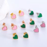1 Pair Simple Style Heart Shape Plating Stainless Steel 18k Gold Plated Rose Gold Plated Ear Studs main image 1