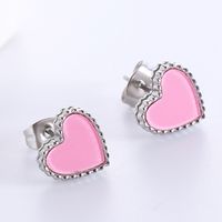 1 Pair Simple Style Heart Shape Plating Stainless Steel 18k Gold Plated Rose Gold Plated Ear Studs main image 4