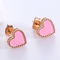 1 Pair Simple Style Heart Shape Plating Stainless Steel 18k Gold Plated Rose Gold Plated Ear Studs main image 3