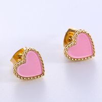 1 Pair Simple Style Heart Shape Plating Stainless Steel 18k Gold Plated Rose Gold Plated Ear Studs main image 2