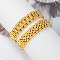 Style Simple Couleur Unie Acier Au Titane Placage Plaqué Or 18k Hommes Bracelet main image 7