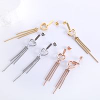 1 Pair Elegant Heart Shape Plating Inlay Stainless Steel Zircon 18k Gold Plated Rose Gold Plated Drop Earrings main image 1