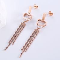 1 Pair Elegant Heart Shape Plating Inlay Stainless Steel Zircon 18k Gold Plated Rose Gold Plated Drop Earrings main image 4