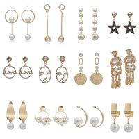 1 Pair Simple Style Star Plating Inlay Artificial Pearl Alloy Artificial Pearls Gold Plated Drop Earrings main image 1