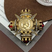 Classical Vintage Style Crown Alloy Plating Inlay Zircon Women's Brooches main image 1