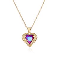 Simple Style Commute Heart Shape Copper 18k Gold Plated Zircon Pendant Necklace In Bulk main image 2