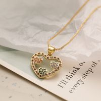 Simple Style Commute Heart Shape Copper 18k Gold Plated Zircon Pendant Necklace In Bulk sku image 2