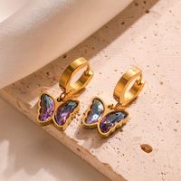 1 Pair Simple Style Commute Star Heart Shape Butterfly Plating Inlay 304 Stainless Steel Zircon 18K Gold Plated Earrings main image 3