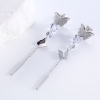 1 Pair Elegant Butterfly Plating Stainless Steel Zircon 18k Gold Plated Rose Gold Plated Drop Earrings main image 3