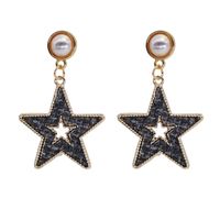 1 Pair Simple Style Star Plating Inlay Artificial Pearl Alloy Artificial Pearls Gold Plated Drop Earrings sku image 9