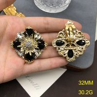 Wholesale Jewelry Retro Flower Alloy Zircon Plating Inlay Ear Studs main image 5